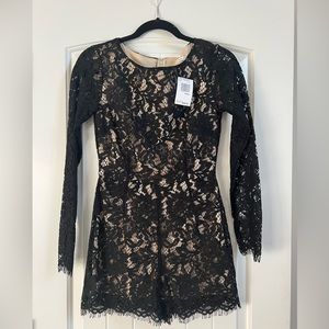 Mustard Seed Black Full Lace Dressy Romper